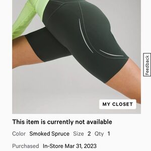 Lululemon Base Pace HR Reflective Short in Smoked Spruce Size 2